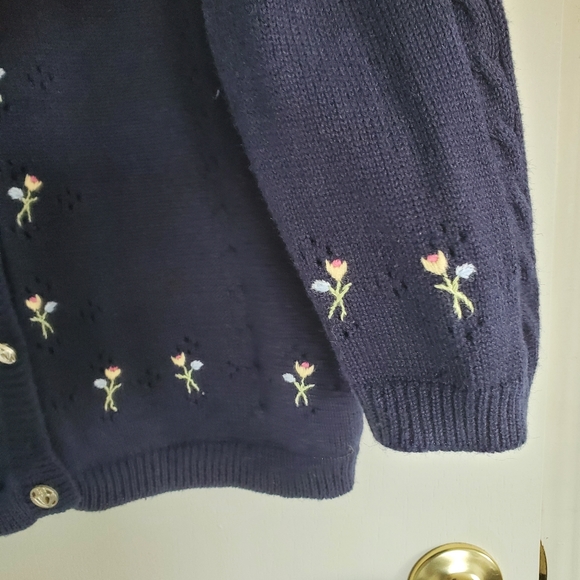 Vintage Northern Reflections Button Front Cardigan Size S Blue Floral - Picture 5 of 14